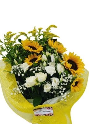 BOUQUET OF SUNFLOWERS AND LYSIanTHUS
