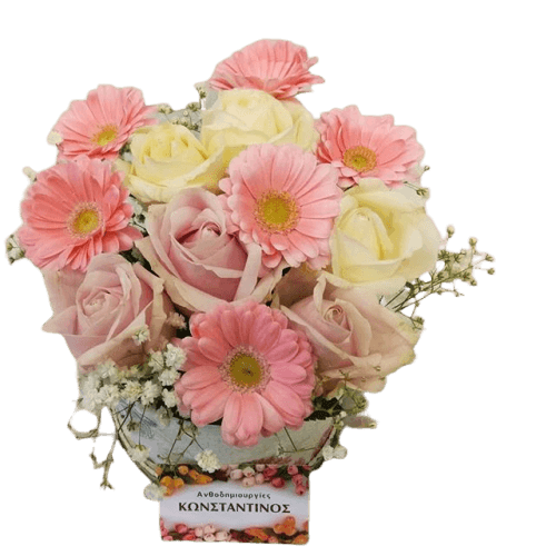 Κουτί με ποικιλία λουλουδιών σε λευκό ρόζ αποχρώσεις. Αυθημερόν Παράδοση στη Θεσσαλονίκη! Ανθοπωλείο Ανθοδημιουργίες, Τούμπα Θεσσαλονίκης