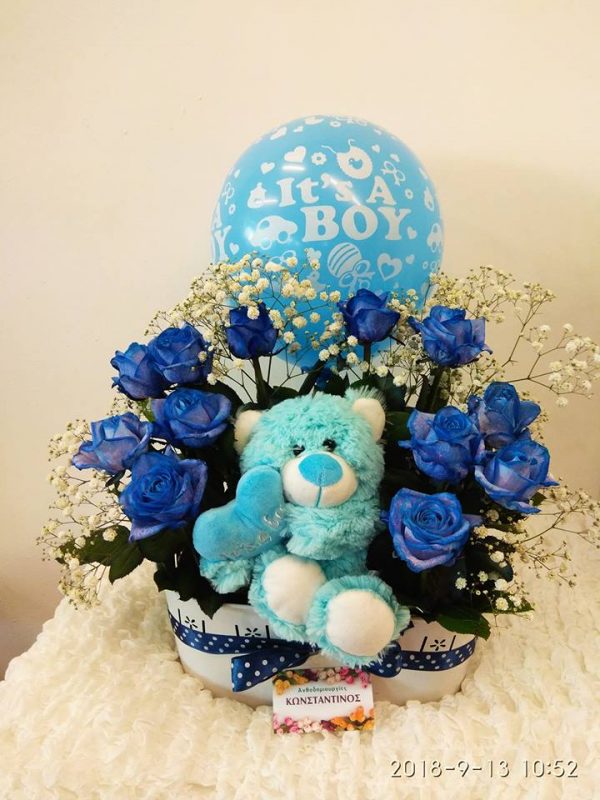 COMPOSITION WITH BLUE ROSES AND BEAR MISSIONS GENESIS INTERBALKAN GENERAL CLINIC PAPAGEORGIOU