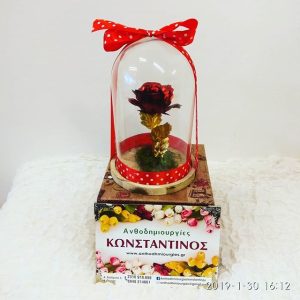κοκκινο επίχρυσο τριαντάφυλλο σε γυαλα
