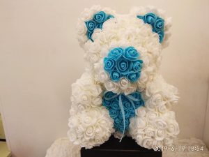 ROSE BEAR WHITE & LIGHT BLUE