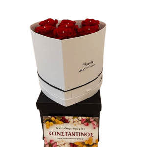 FOREVER ROSES IN A HEART BOX | Ανθοπωλείο Ανθοδημιουργίες Τούμπα Θεσσαλονίκη