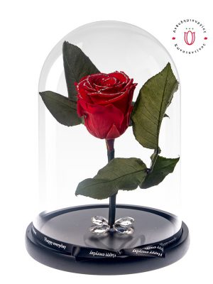 Κόκκινο Forever σε γυάλα με glitter | Forever Roses Ανθοπωλείο Ανθοδημιουργίες Τούμπα Θεσσαλονίκη