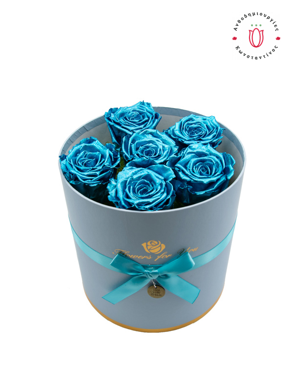 FOREVER ROSES BLUE METALLIC IN A BOX