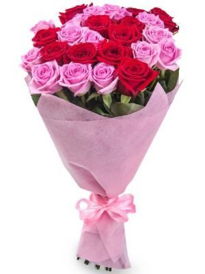 Ανθοδέσμη με 29 Τριαντάφυλλα Ροζ και Κόκκινα Ανθοπωλεία θεσσαλονίκη