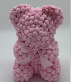 ΑΡΚΟΥΔΑΚΙ POM POM ΡΟΖ ΜΕ ΚΟΡΩΝΑ ΣΕ ΚΟΥΤΙ ΔΩΡΟΥ