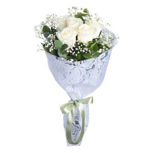 Ανθοδέσμη με 5 Λευκά Τριαντάφυλλα