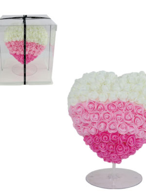 COCONUT OF ARTIFICIAL ROSES WHITE WITH PINK 30CM