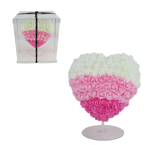 COCONUT OF ARTIFICIAL ROSES WHITE WITH PINK 30CM