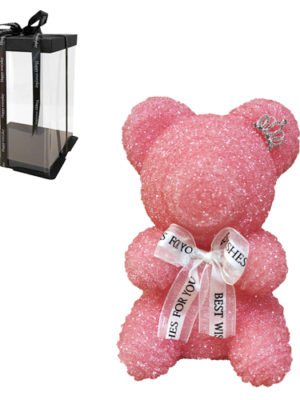 Αρκουδάκι Ροζ από τεχνητά κρύσταλλα σε συσκευασία δώρου, 22 cm