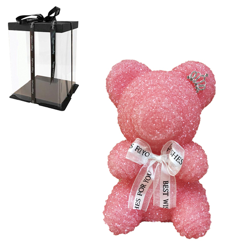 Teddy bear Pink from artificial crystals in a gift box, 22 cm