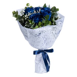 ΑΝΘΟΔΕΣΜΗ ΜΕ 5 ΜΠΛΕ ΤΡΙΑΝΤΑΦΥΛΛΑ