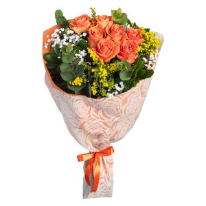 Ανθοδέσμη με Πορτοκάλι Τριαντάφυλλα