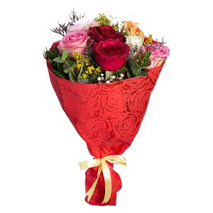 Ανθοδέσμη με 7 Πολύχρωμα Τριαντάφυλλα