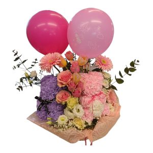 ΣΥΝΘΕΣΗ ΛΟΥΛΟΥΔΙΩΝ ΓΙΑ ΝΕΟΓΕΝΝΗΤΟ ΚΟΡΙΤΣΙ ΜΕ ROSE BEAR ΚΑΙ ΜΠΑΛΟΝΙΑ